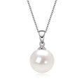 Pearl necklace with silver chain on a white background