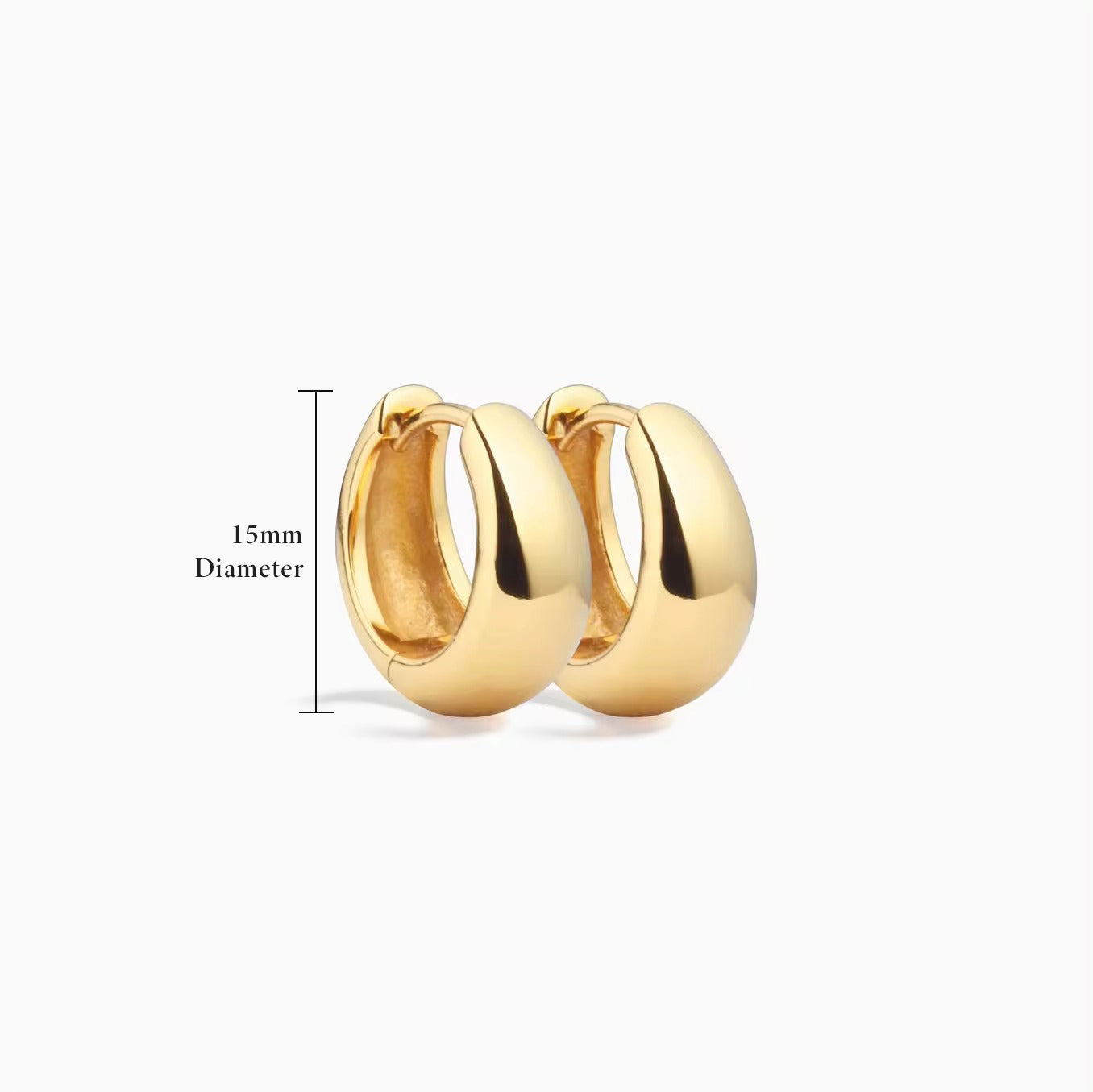 hoop earrings 15mm small sterling silver 14k yellow gold plated
