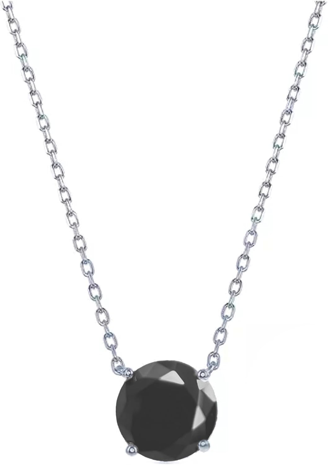 DIVA'S Single black zirconia Stone Necklace Sterling Silver 925 Gold Plated on white background