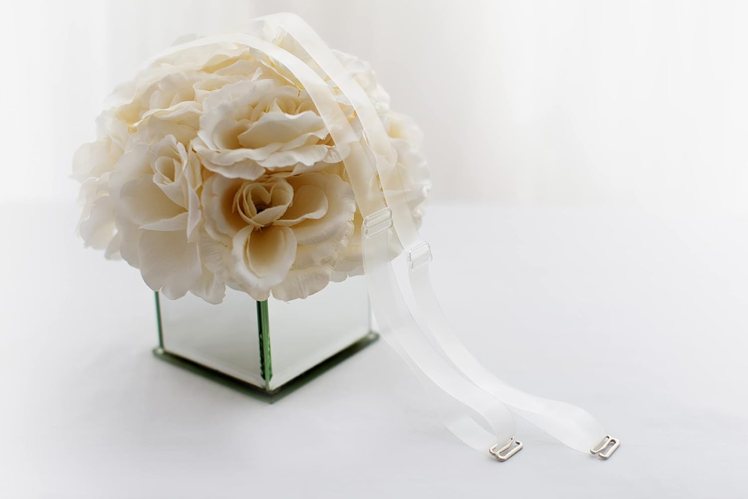 clear bra straps Replacement Bra Straps showing transparency on top of flower white background