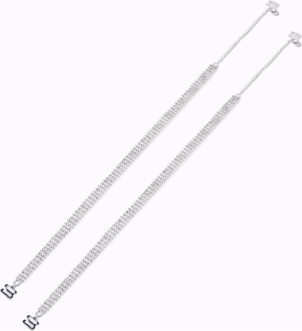 Rhinestone Removable Crystal Silver Bra Straps product display on white background