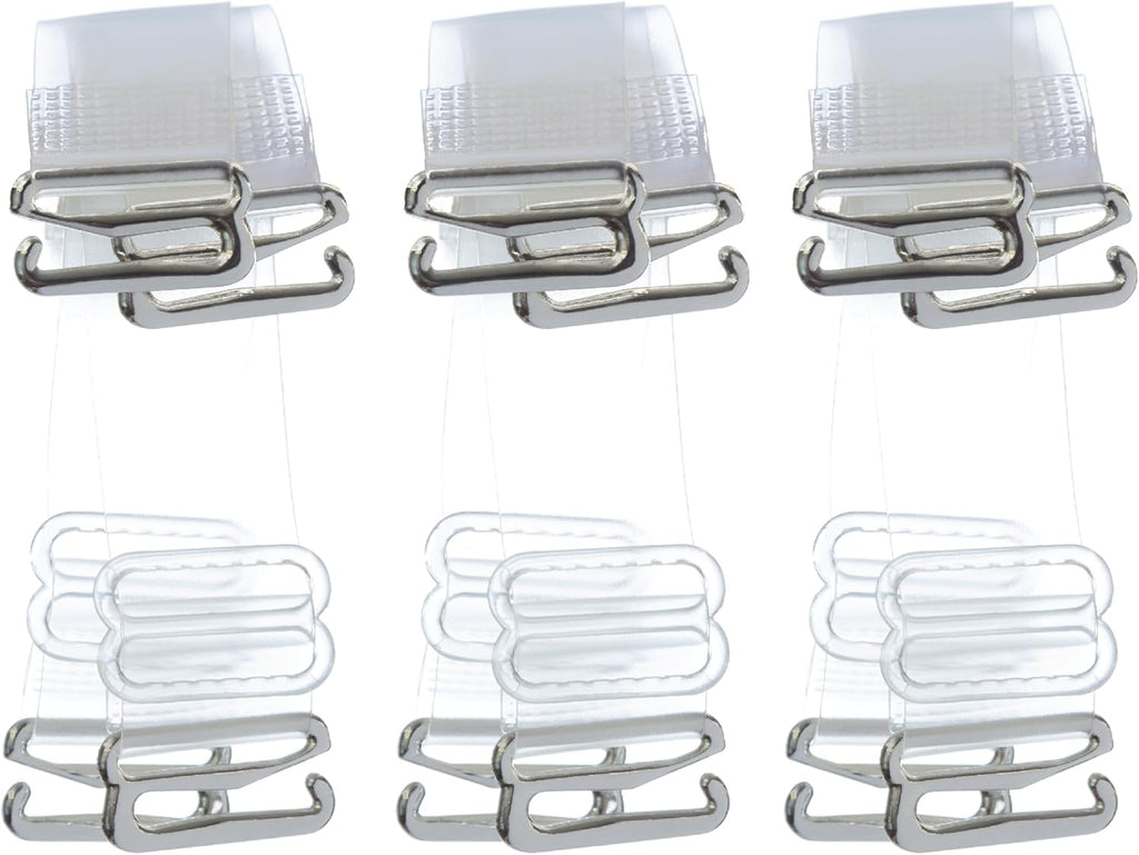 clear, adjustable, plus size, bra straps, 3 pairs offer, plus size clear bra straps on white background