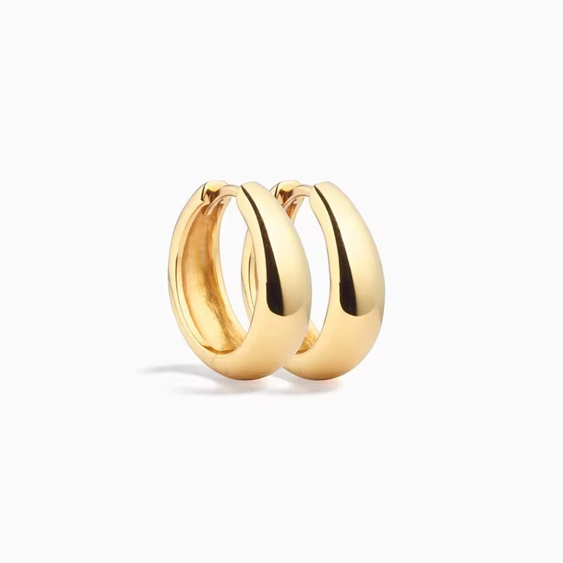 hoops earrings classic style solid sterling silver 14k yellow gold plated
