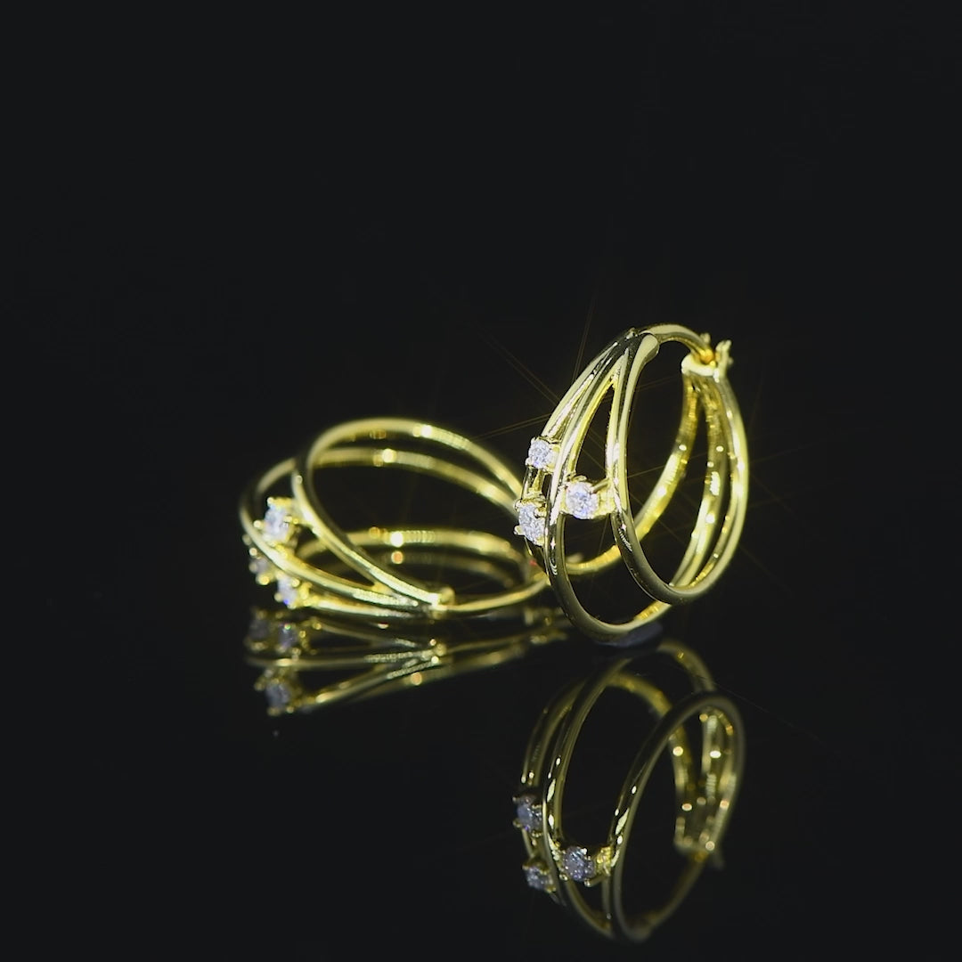 hoops earrings sterling silver 14k gold plated with moissanite details video