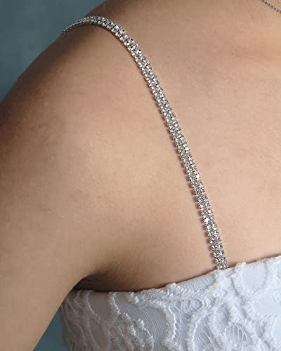 2 row gold, silver rhinestone bra straps displaying video on round mirror