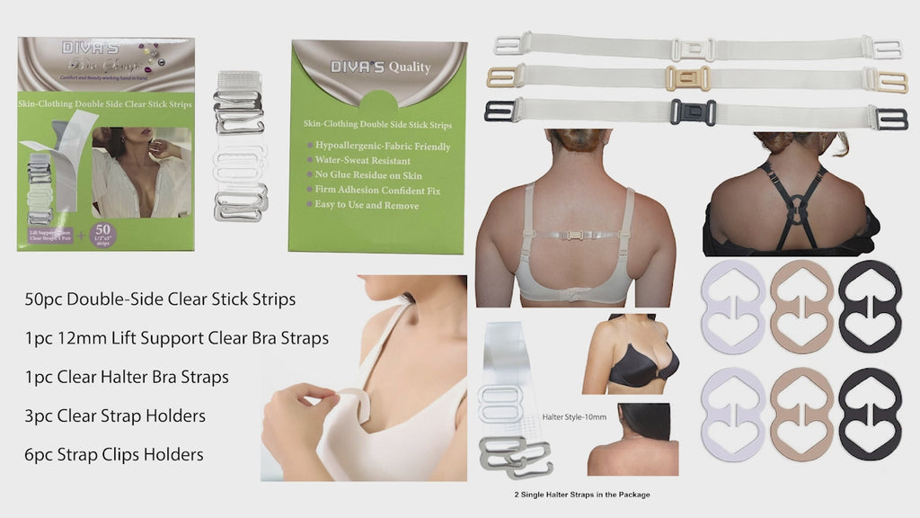 DIVA'S Package offer lingerie bra straps accessories on person and white background 